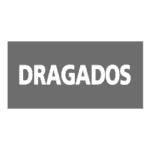Un rectángulo gris con la palabra DRAGADOS en letras mayúsculas, blancas y en negrita centrada en su interior.